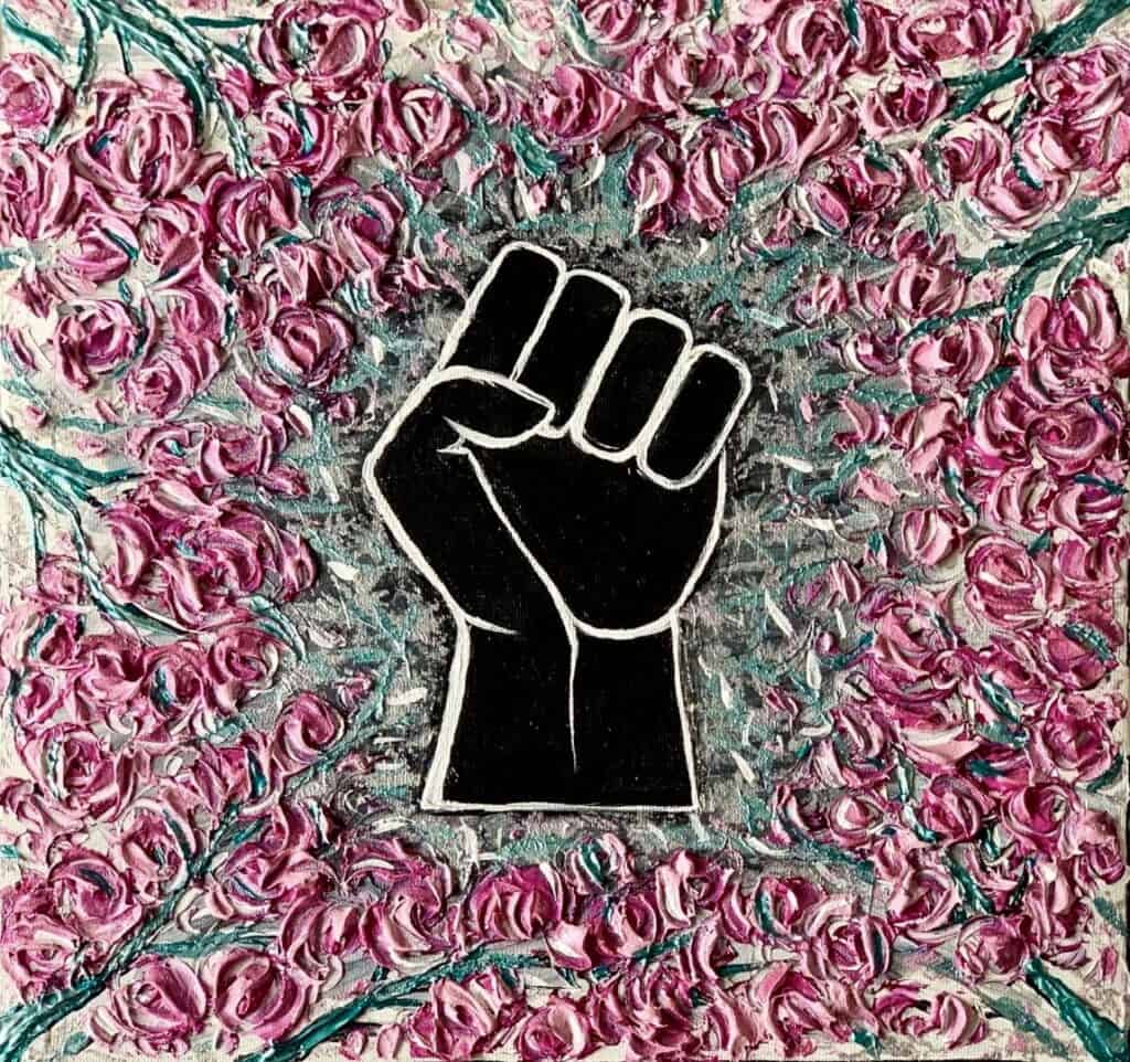 Nada Khatib Raised Fist BLM Painting