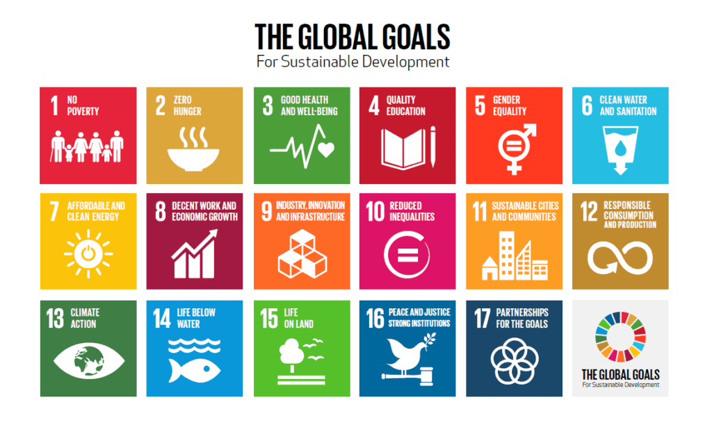 Image showing the 17 UN SDGs. how does your purpose align?